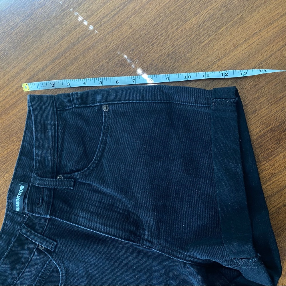 MOMOKROM Washed Black Roll Hem Mom Shorts - Picture 3 of 9